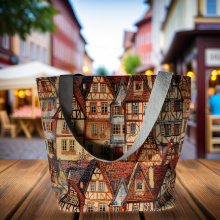 Tote Bag in Old European Town Print